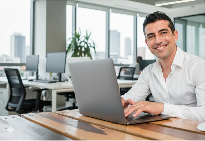 Persona trabajando con Microsoft 365